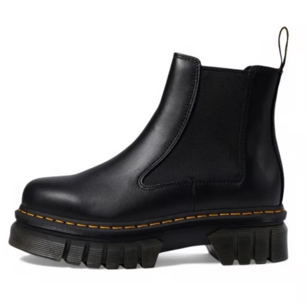 Dr. Martens Black Ankle Boots with Yellow Stitching